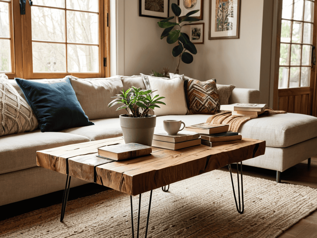 DIY coffee table with hairpin legs